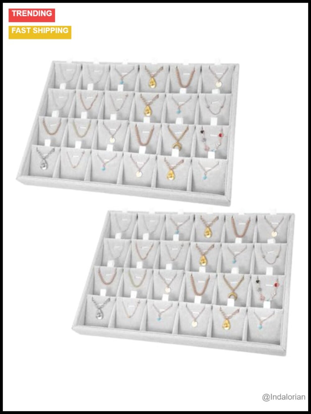 Stackable Velvet Jewelry Trays with Removable Dividers, Jewelry Organizer